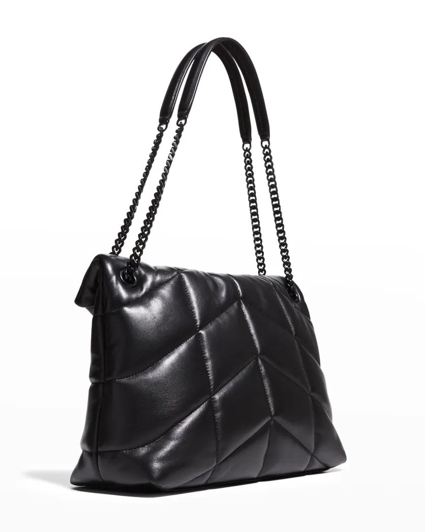 YLS LOULOU MEDIUM QUILTED PUFFER LEATHER SHOULDER BAG