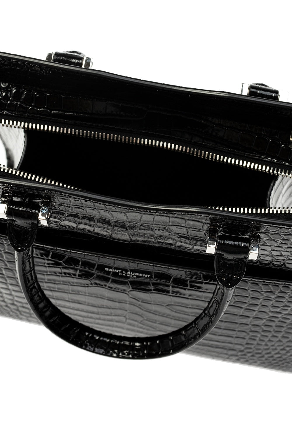 YLS CROC CALFSKIN EMBOSSED MEDIUM UPTOWN TOTE