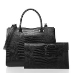 YLS CROC CALFSKIN EMBOSSED MEDIUM UPTOWN TOTE