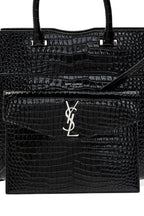 YLS CROC CALFSKIN EMBOSSED MEDIUM UPTOWN TOTE
