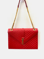YLS CHEVRON MATELASSE MONOGRAM LARGE SATCHEL