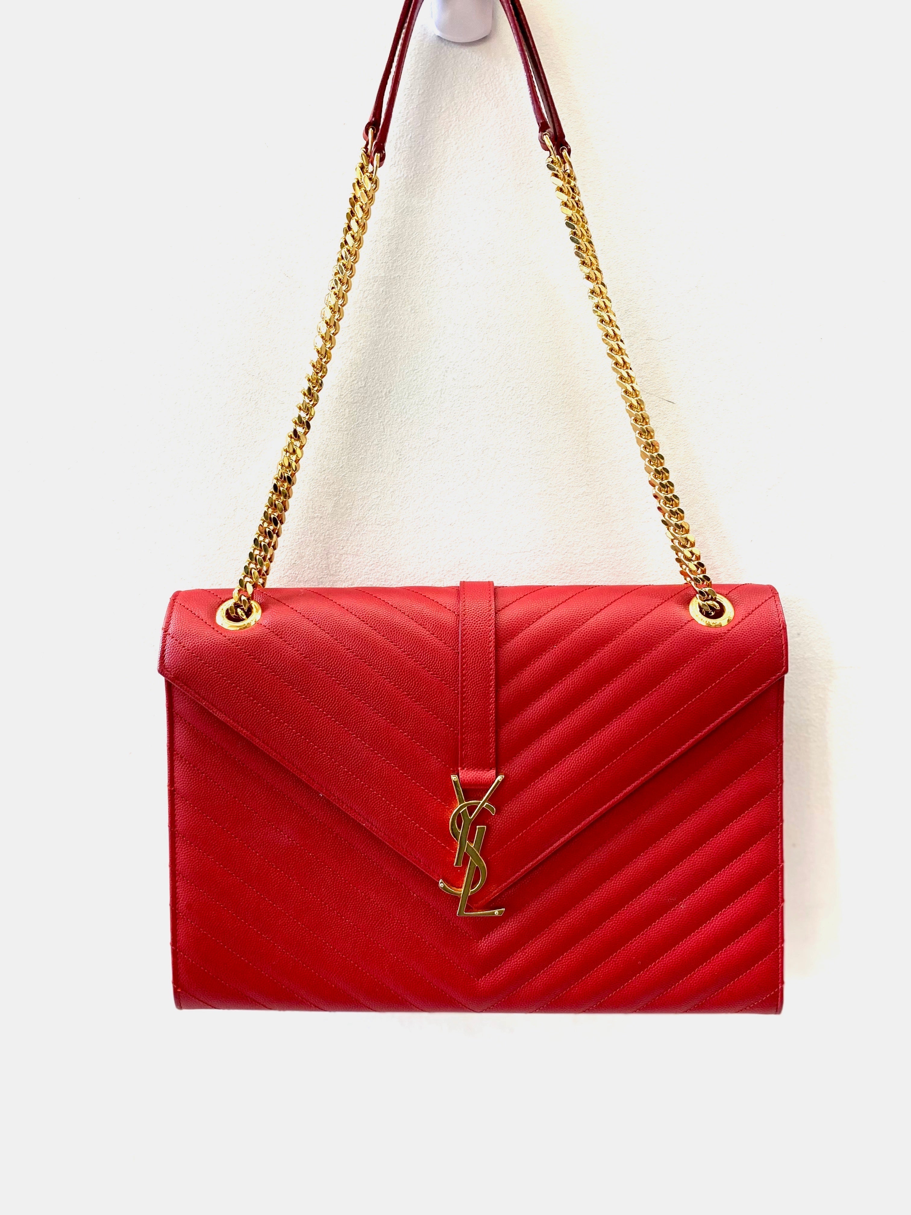 YLS CHEVRON MATELASSE MONOGRAM LARGE SATCHEL