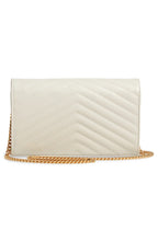 YLS MONOGRAM CHEVRON QUILTED CHAIN WALLET