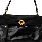 YLS PONY HAIR PATENT M TWO BAG
