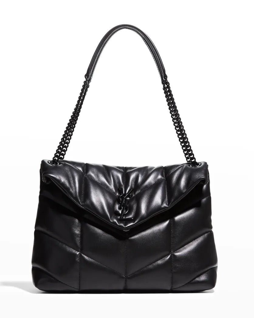 YLS LOULOU MEDIUM QUILTED PUFFER LEATHER SHOULDER BAG