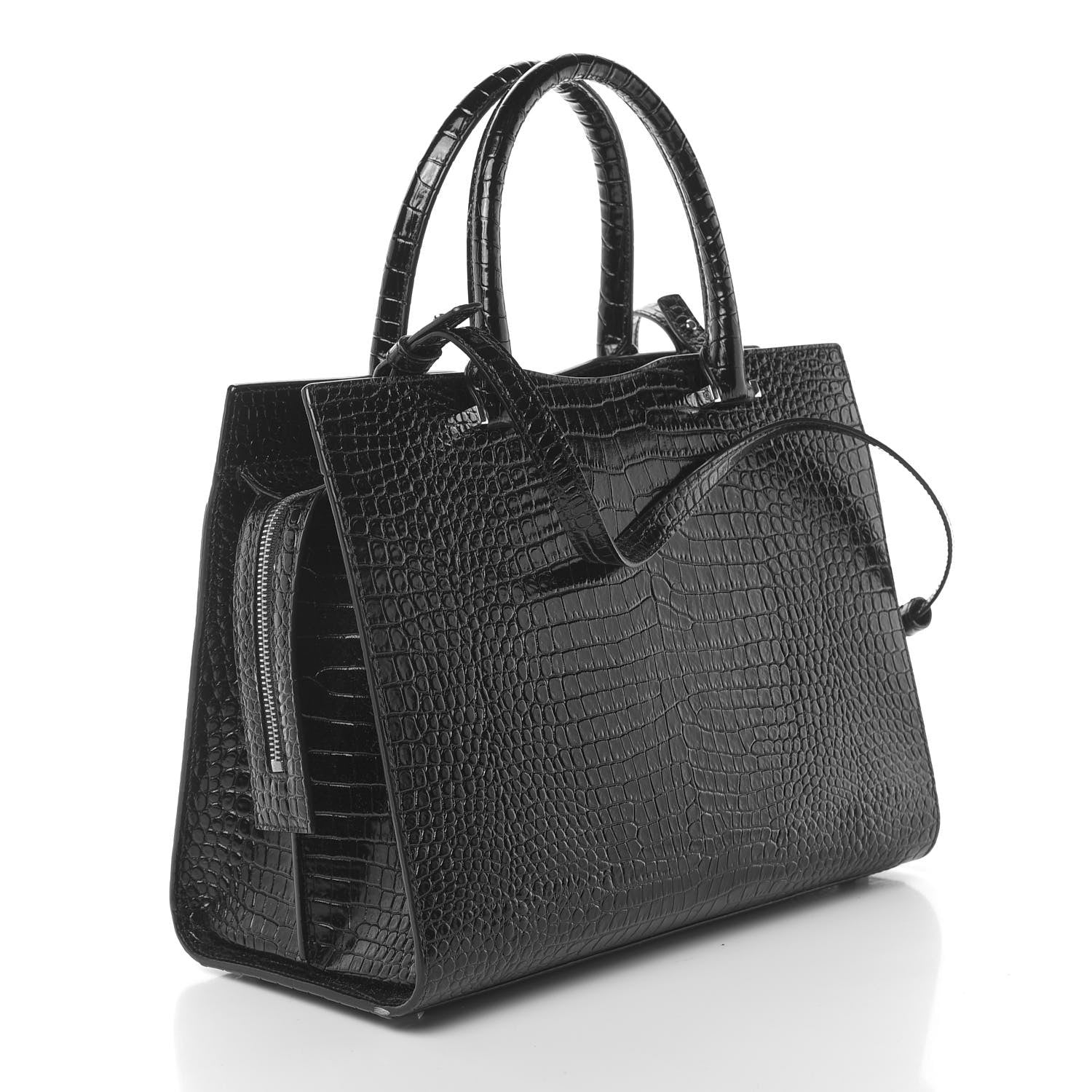 YLS CROC CALFSKIN EMBOSSED MEDIUM UPTOWN TOTE