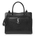 YLS CROC CALFSKIN EMBOSSED MEDIUM UPTOWN TOTE
