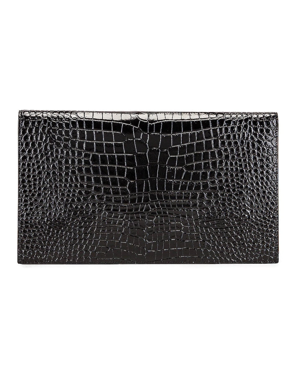 YLS UPTOWN CROC EMBOSSED CLUTCH BAG
