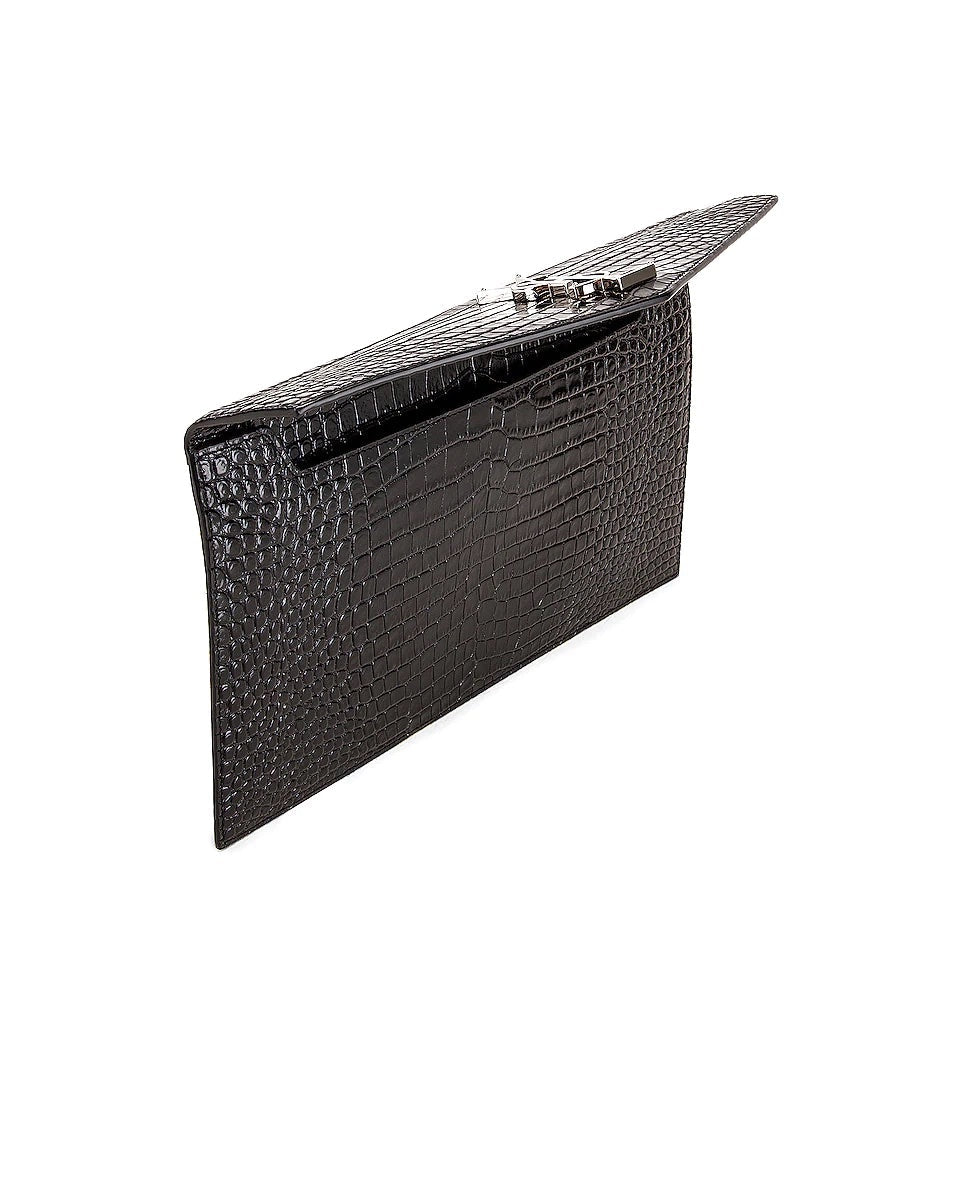 YLS UPTOWN CROC EMBOSSED CLUTCH BAG