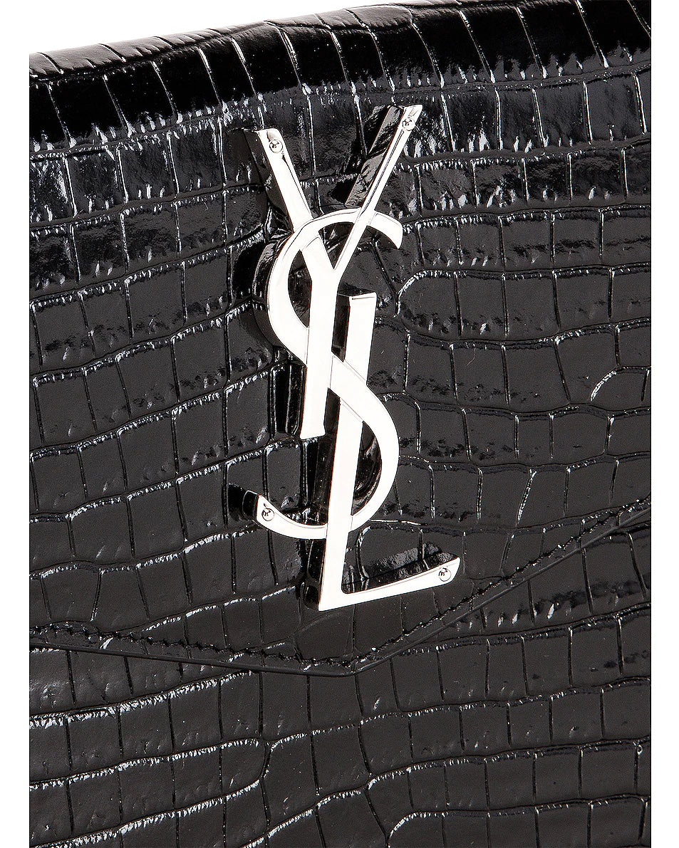 YLS UPTOWN CROC EMBOSSED CLUTCH BAG
