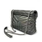 YLS MONOGRAM METALLIC CALFSKIN LOULOU BAG