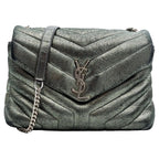 YLS MONOGRAM METALLIC CALFSKIN LOULOU BAG