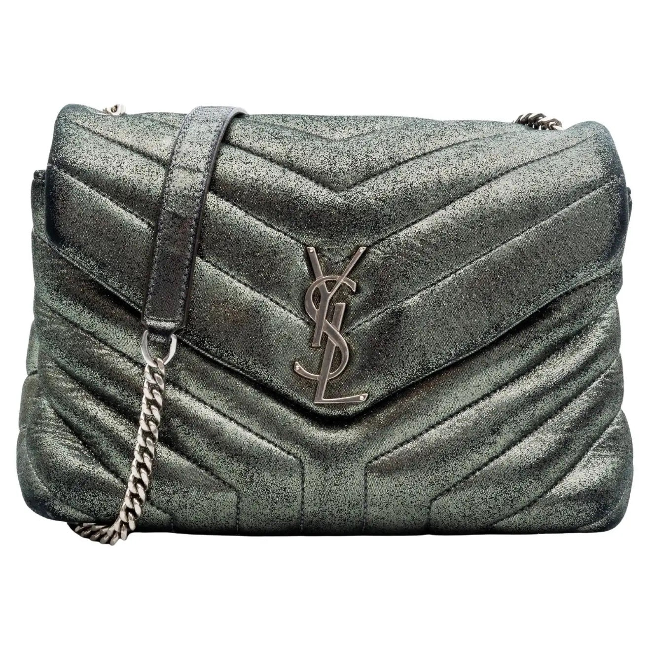 YLS MONOGRAM METALLIC CALFSKIN LOULOU BAG