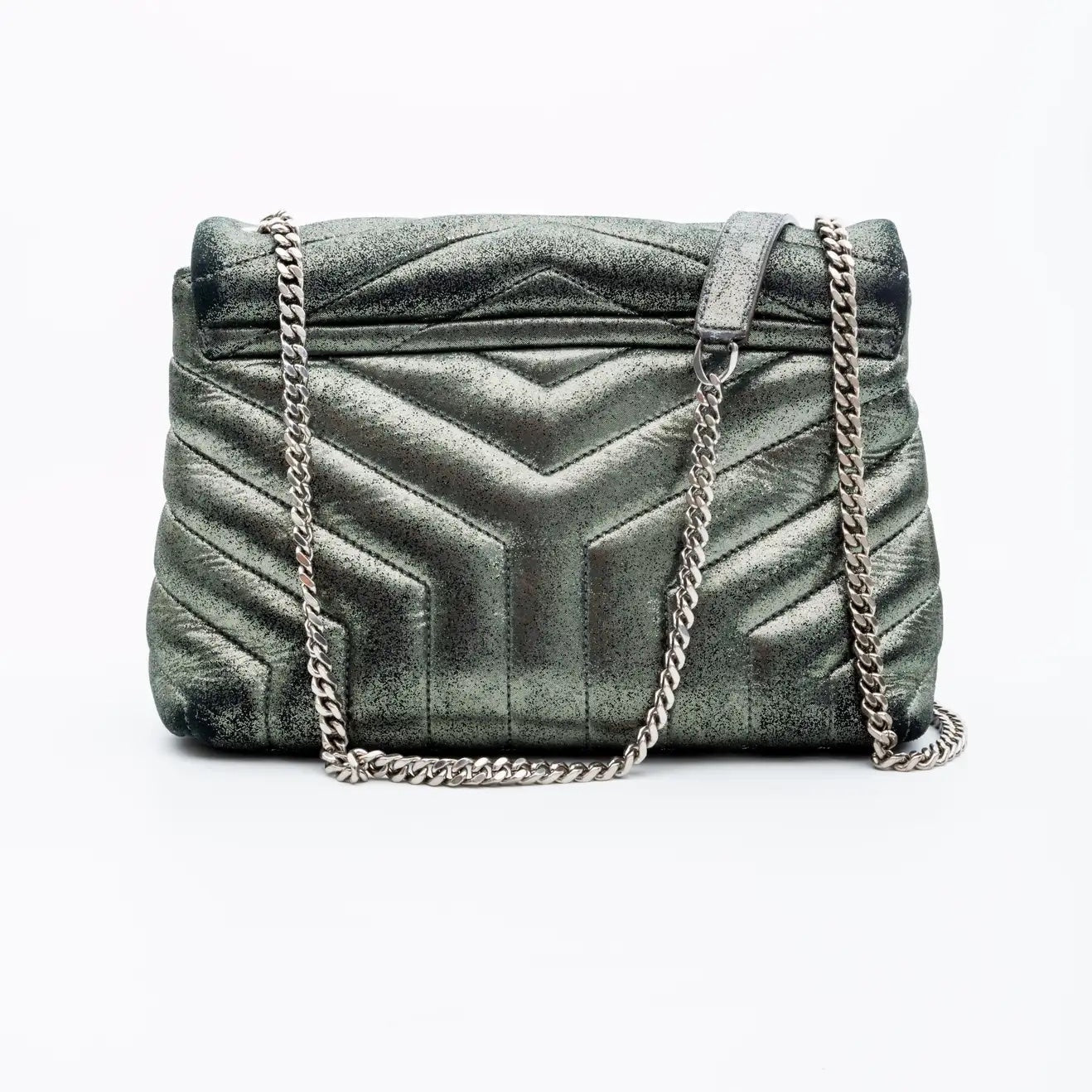 YLS MONOGRAM METALLIC CALFSKIN LOULOU BAG