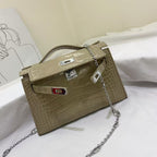 HM Kelly 22cm Gris Tourterelle Crocodile Leather (12 day production)