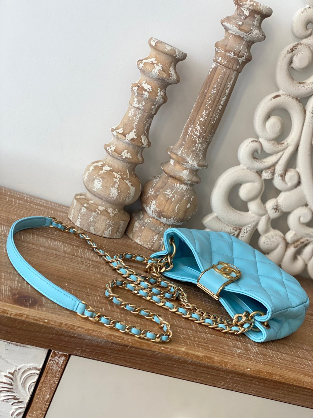 CHL - Small Hobo Bag Gold Hardware Blue For Women Handbags, Shoulder Bags 7.5in/19LO