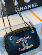 CHL -  Camera Cubic Diamonds Black Bag For Women 12.5LO/4.9in