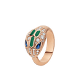 SERPENTI RING SNAKE MALACHITE AGATE DIAMOND