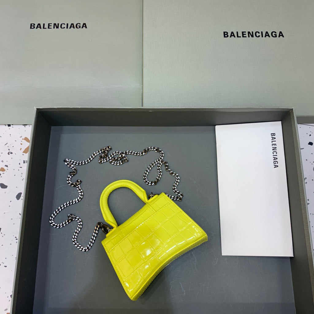 BLN-Ciaga Hourglass Mini Handbag With Chain In Yellow, For Women,  Bags 4.7in/12LO