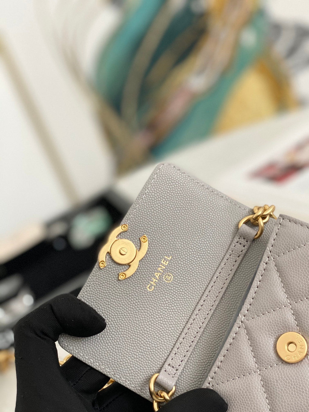 CHL - Mini Flap Bag Gold Toned Hardware Grey For Women 4.7in/12LO
