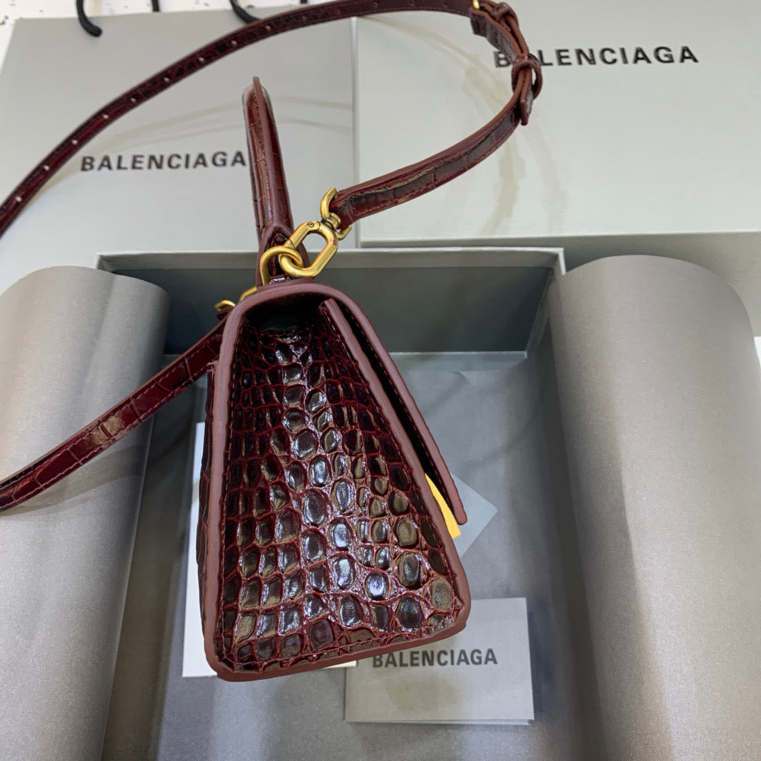 BLN-Ciaga Hourglass XS Handbag In Dark Red, For Women,  Bags 7.4in/19LO