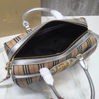 BB Small 1983 Check LiNike Bowling Bag White/Brown For Women, Women’s Bags 9.1in/23LO