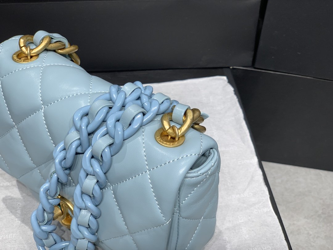 CHL - Mini Flap Bag Gold-Tone Metal Blue Bag For Women 13LO/5in
