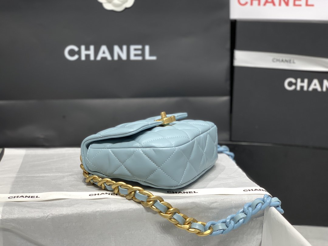 CHL - Mini Flap Bag Gold-Tone Metal Blue Bag For Women 13LO/5in