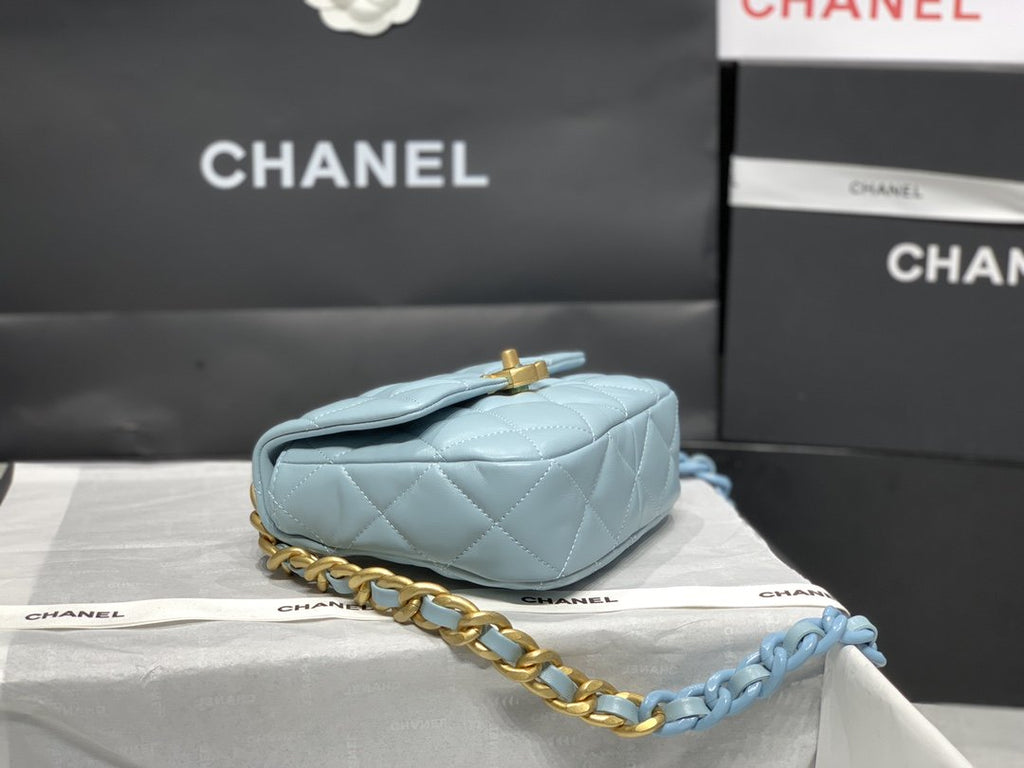 CHL - Mini Flap Bag Gold-Tone Metal Blue Bag For Women 13LO/5in