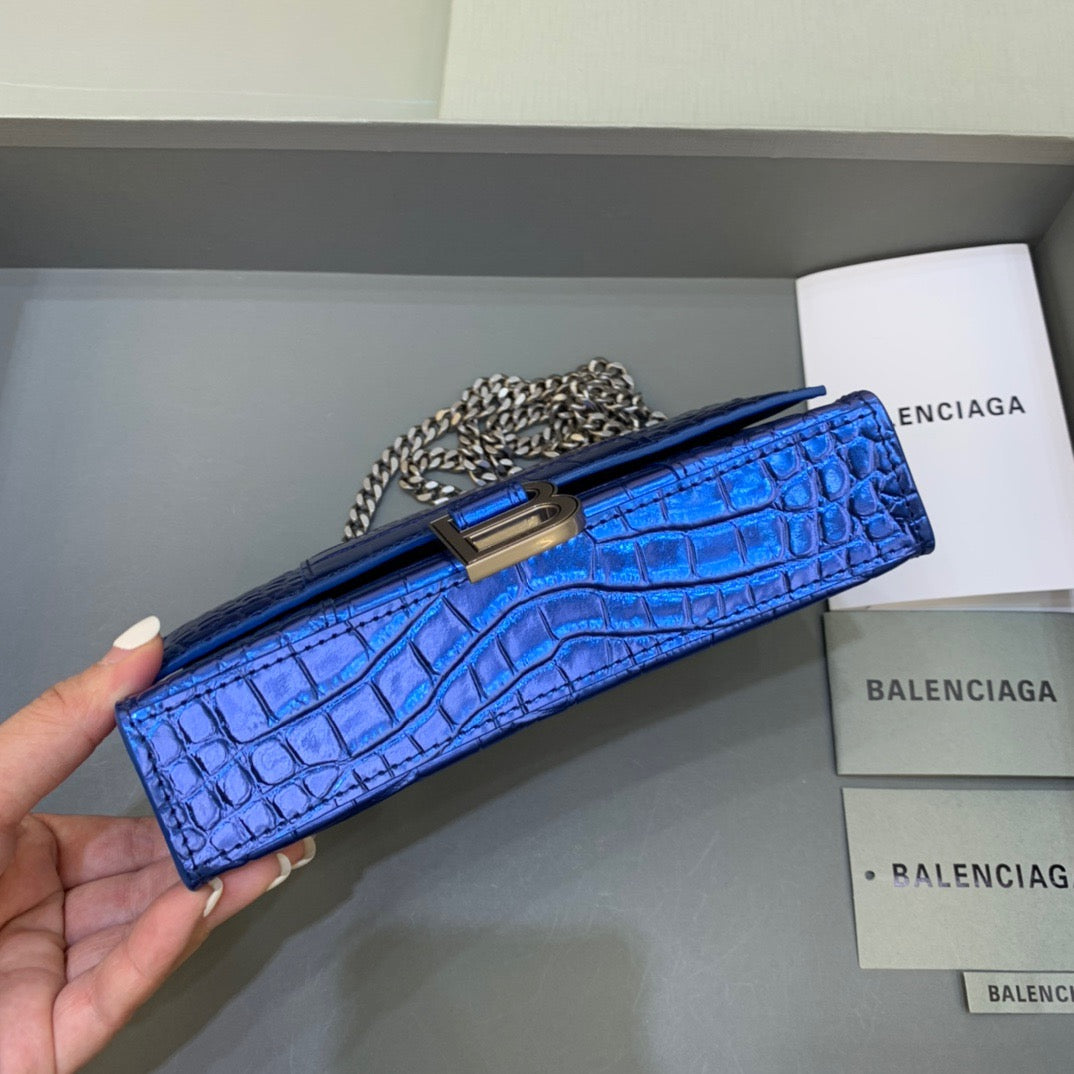 BLN-Ciaga Hourglass Wallet On Chain in Blue, For Women,  Bags 7.6in/19LO