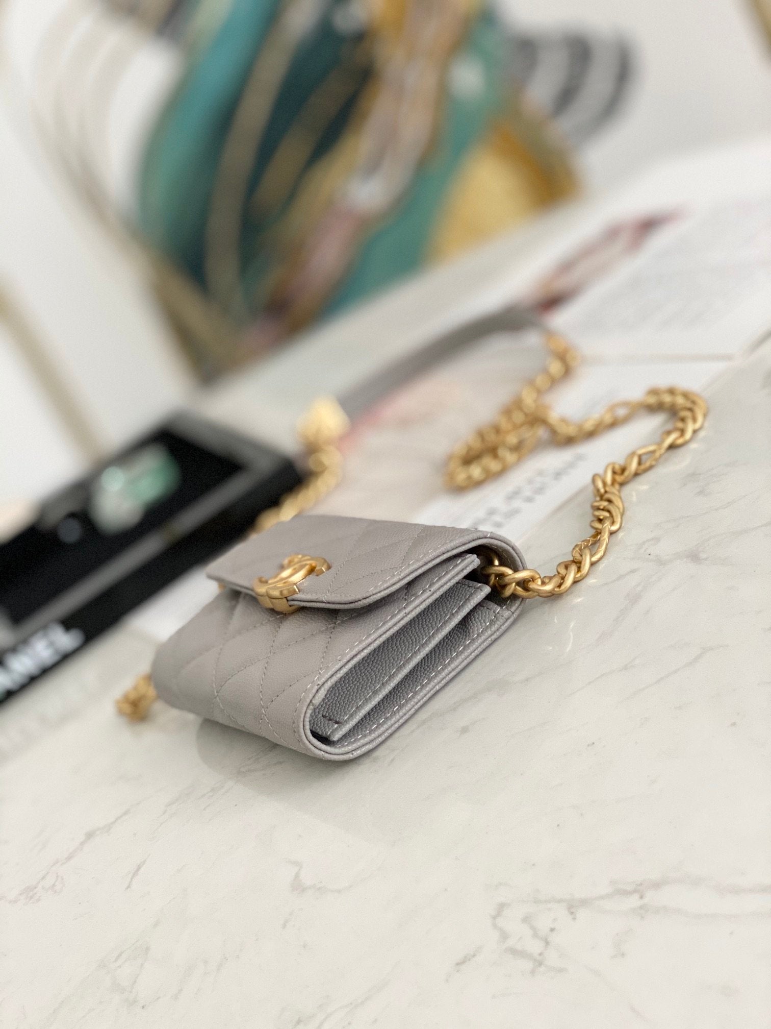 CHL - Mini Flap Bag Gold Toned Hardware Grey For Women 4.7in/12LO