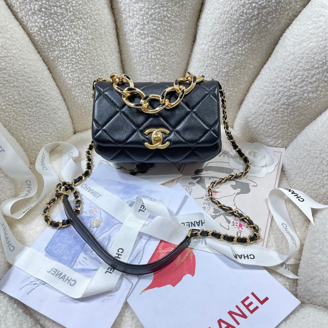 CHL - Mini Flap Bag Gold Hardware Black For Women Handbags, Shoulder Bags 6.7in/17LO AS3365