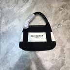 BLN-Ciaga Navy Small Cabas Tote Bag In Black And White, For Women,  Bags 18.5in/47LO