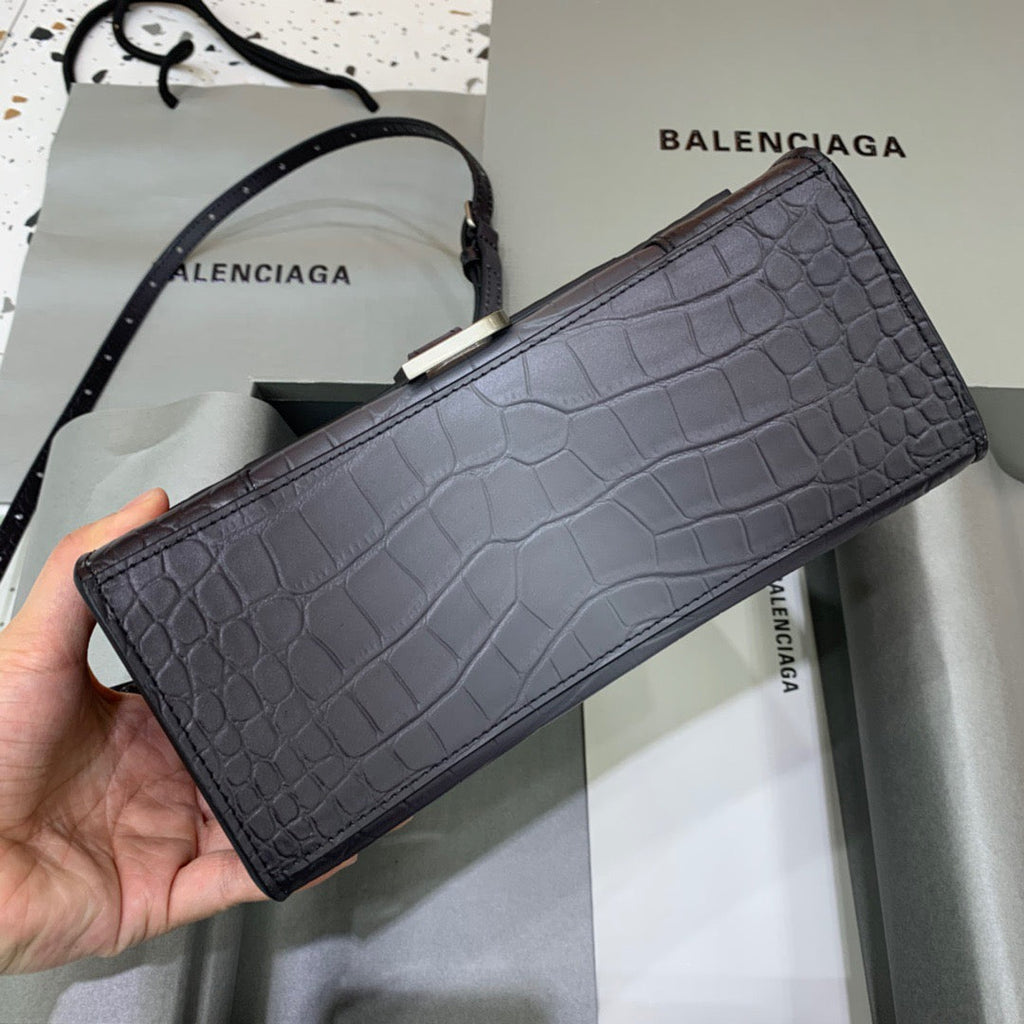 BLN-Ciaga Hourglass Small Handbag In Dark Grey, For Women,  Bags 9in/23LO 5935462107U1309