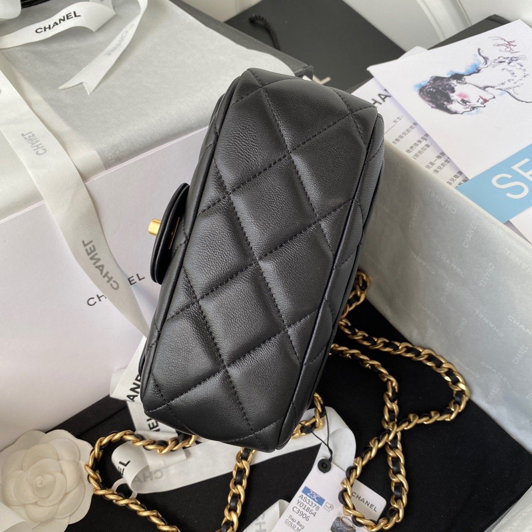CHL - Small Flap Bag Gold Hardware Black For Women Handbags, Shoulder Bags 7.9in/20LO AS3450