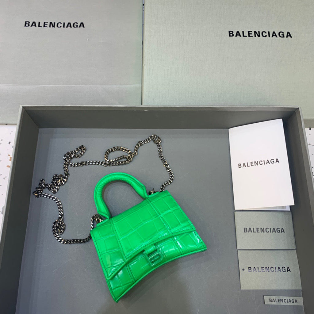 BLN-Ciaga Hourglass Mini Handbag With Chain In Green, For Women,  Bags 4.7in/12LO