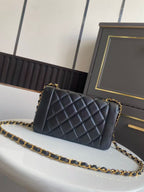 CC Small Diana Flap Bag Black Lambskin GHW