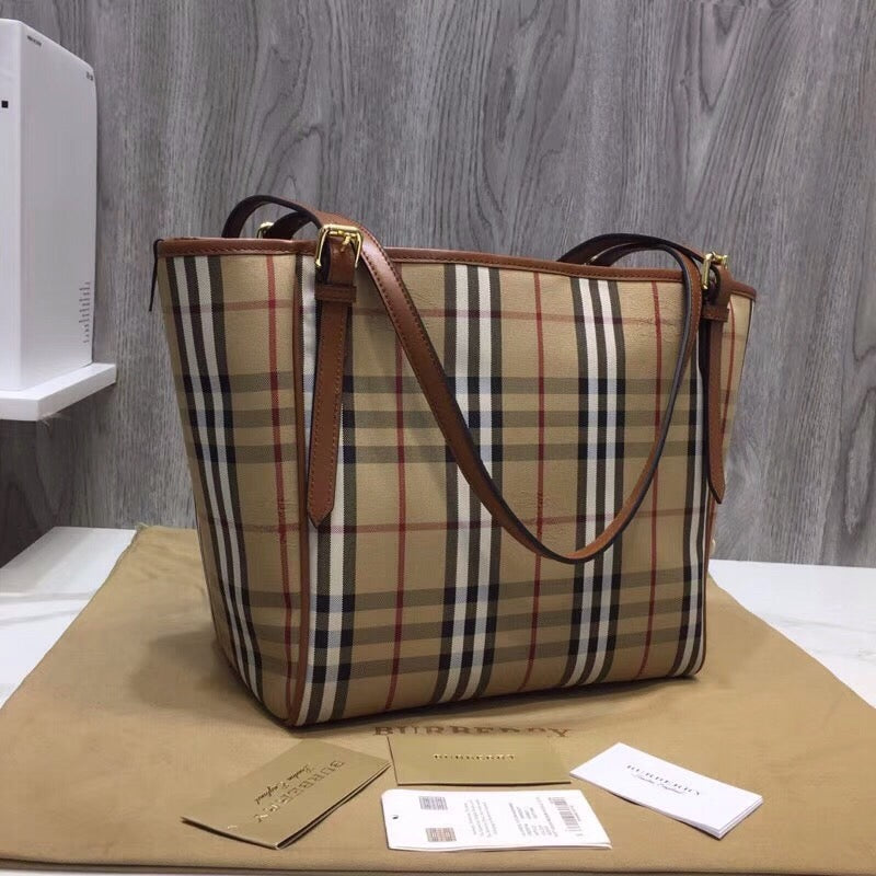 B-Berry - BB  The Small Canter Horseferry Check Tote Brown For Women, Women’s Bags 11.6in/29.5LO