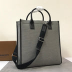 B-Berry - BB  Horseferry Print Cotton Canvas Tote Black/Grey For Women, Women’s Bags, Shoulder And Crossbody Bags 14in/ 35.5LO BUR 80508141