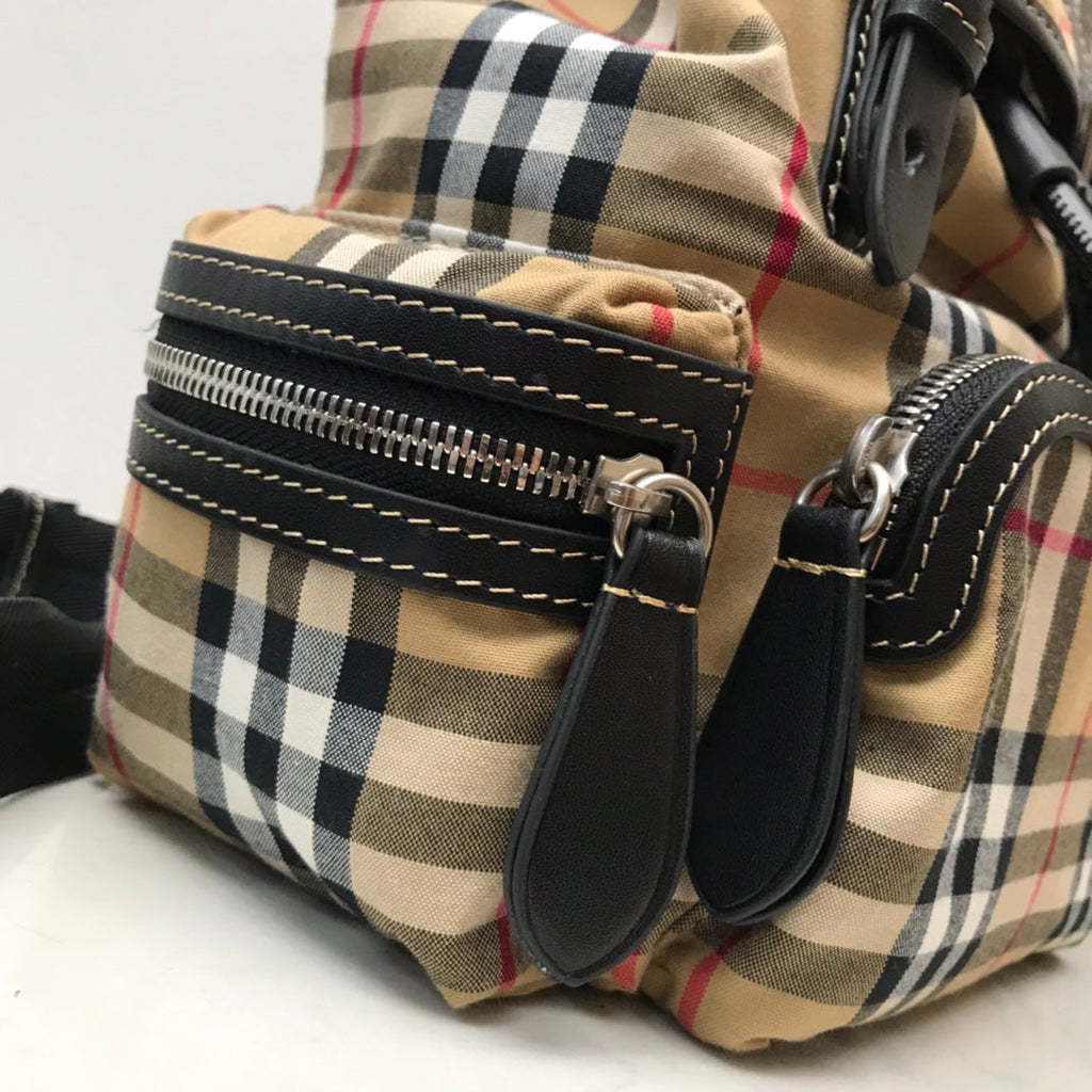 B-Berry - BB  Medium Rucksack In  Check Cotton Canvas-Sandy For Women, Bags 13in/33LO