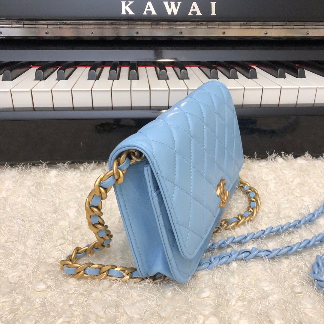 CHL - Original Small Classic Flap Bag Gold Hardware Blue For Women Handbags, Shoulder Bags 7.5in/19LO AP33814
