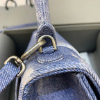 BLN-Ciaga Hourglass Small Handbag In Blue Denim Printed, For Women,  Bags 9in/23LO 5935462104W9064