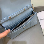BLN-Ciaga Hourglass Wallet On Chain in Blue, For Women,  Bags 7.6in/19LO