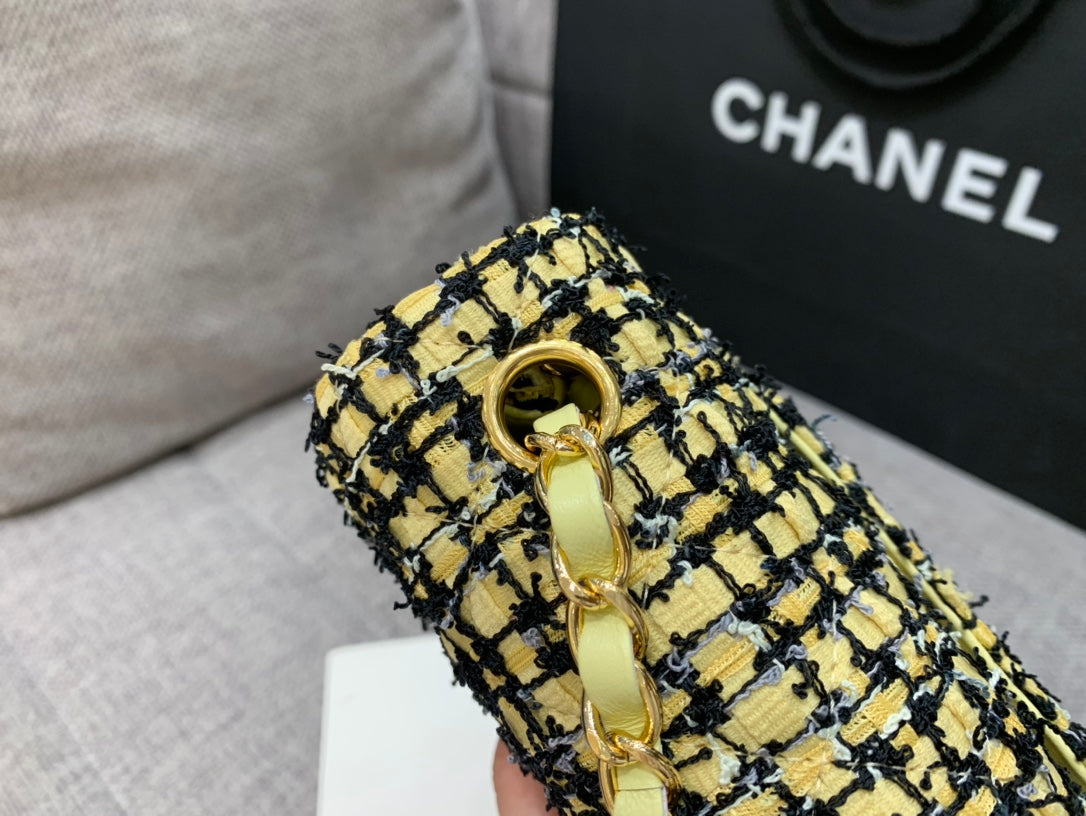 CHL - Mini Yellow Tweed Flap Bag For Women 20LO/7.5in