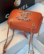 CHL -  Camera Cubic Diamonds Brown Bag For Women 12.5LO/4.9in