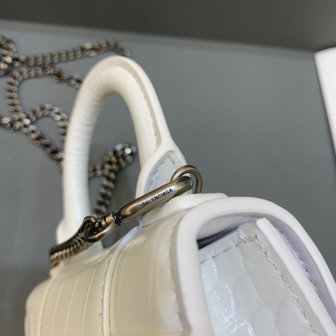 BLN-Ciaga Hourglass Mini Handbag With Chain In White, For Women,  Bags 4.7in/12LO