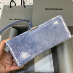 BLN-Ciaga Hourglass Small Handbag In Blue Denim Printed, For Women,  Bags 9in/23LO 5935462104W9064