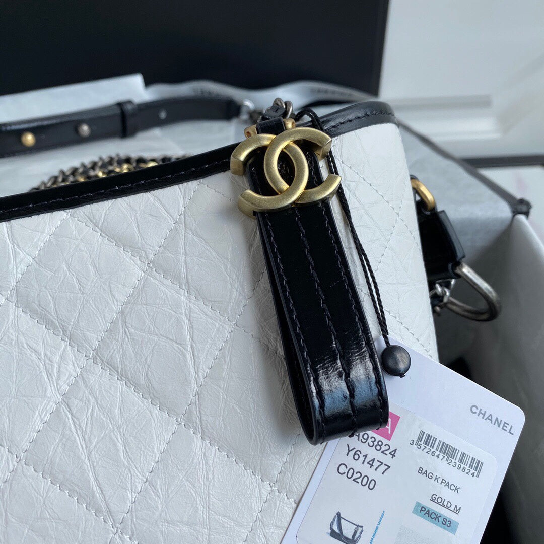 CHL - Gabrielle Hobo Handbag White/Black For Women Bags, Shoulder And Crossbody Bags 9.8in/25LO A93824 Y61477 C0200