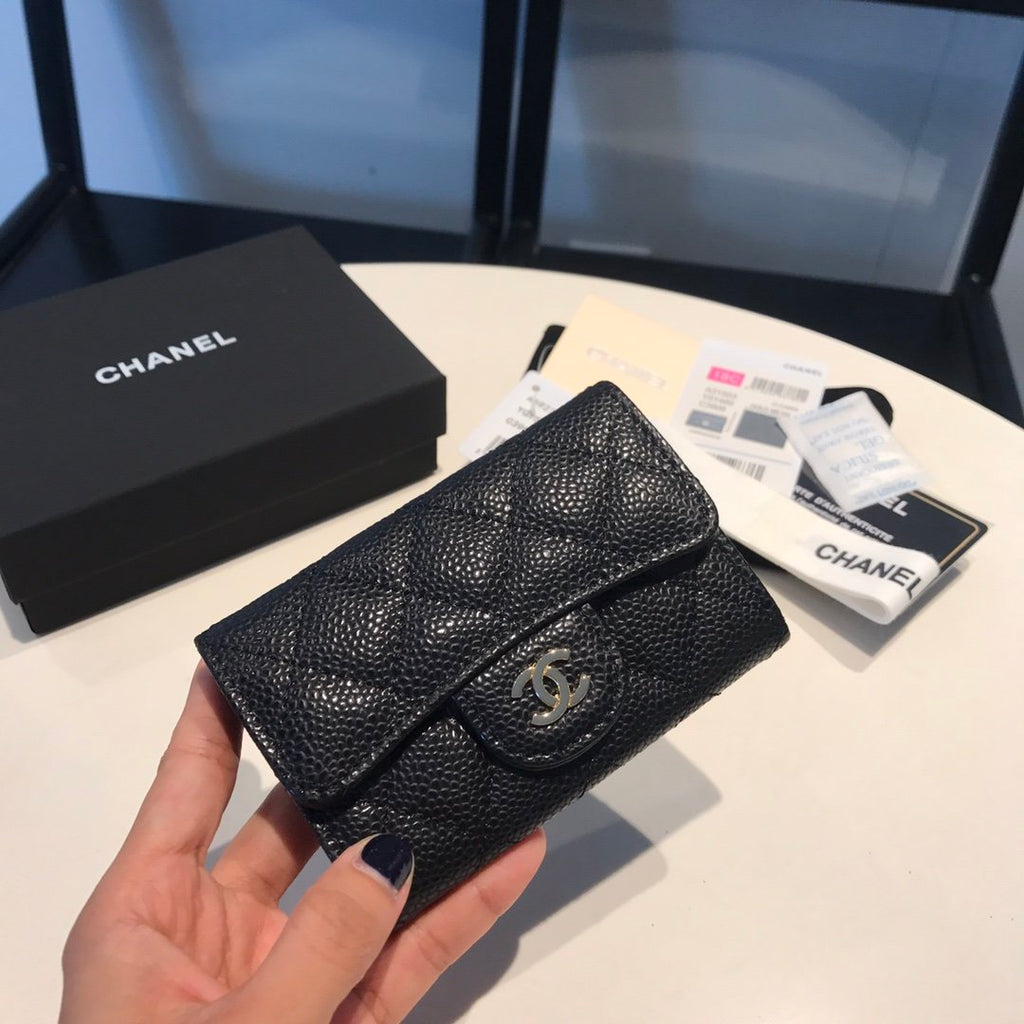 CHL -  Classic Card Holder Gold Toned Hardware Black For Women Wallet 4.5in/11.5LO