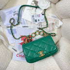 CHL - Mini Flap Bag Gold Hardware Green For Women Handbags, Shoulder Bags 6.7in/17LO AS3365
